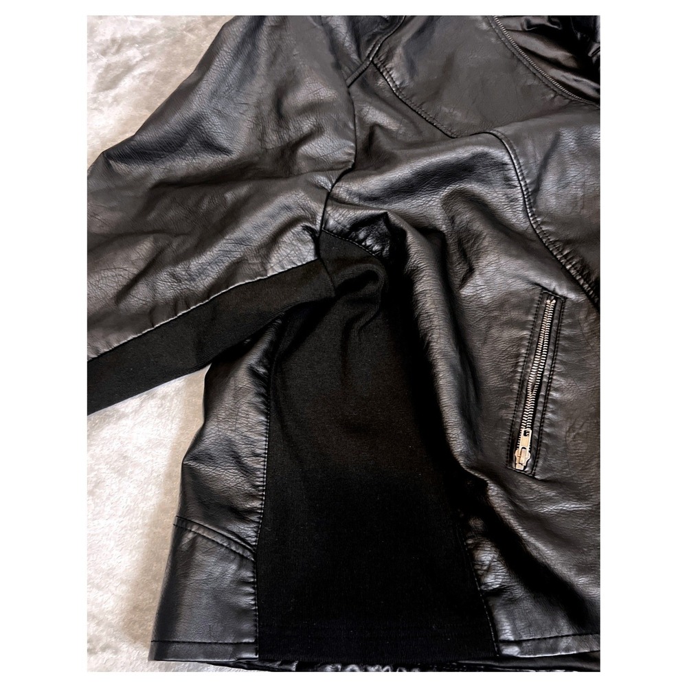 Torrid Black Faux Leather Moto Jacket Plus Size 6 Zip Pocket Minimalist Biker - Picture 10 of 16
